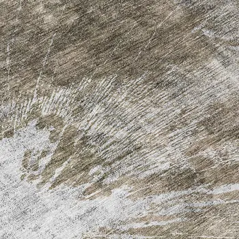 8' Taupe Brown And Beige Round Abstract Washable Indoor Outdoor Area Rug