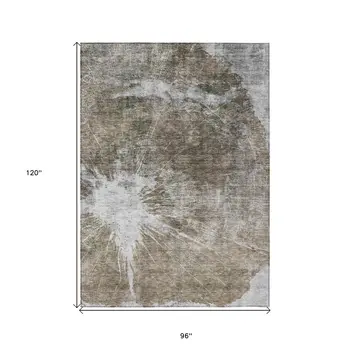 8' X 10' Taupe Brown And Beige Abstract Washable Indoor Outdoor Area Rug