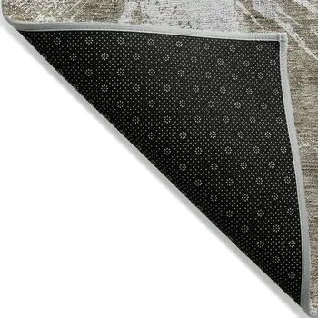 9' X 12' Taupe Brown And Beige Abstract Washable Indoor Outdoor Area Rug