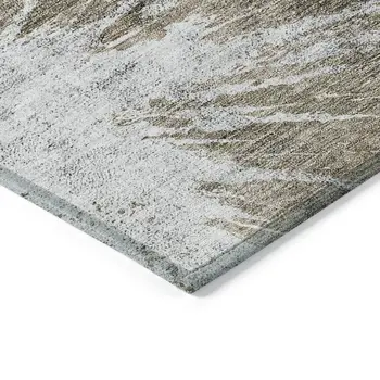 9' X 12' Taupe Brown And Beige Abstract Washable Indoor Outdoor Area Rug