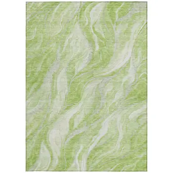 3' X 5' Green And Ivory Abstract Washable Indoor Outdoor Area Rug