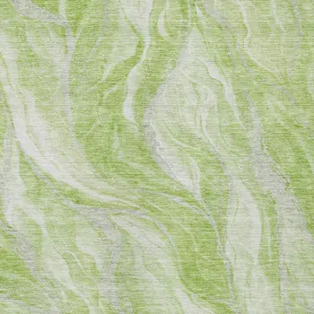 3' X 5' Green And Ivory Abstract Washable Indoor Outdoor Area Rug