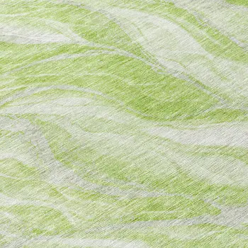 8' Green And Ivory Round Abstract Washable Indoor Outdoor Area Rug