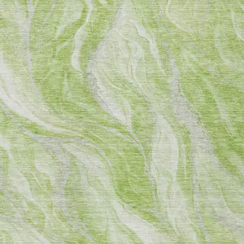 8' X 10' Green And Ivory Abstract Washable Indoor Outdoor Area Rug