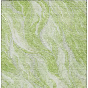 9' X 12' Green And Ivory Abstract Washable Indoor Outdoor Area Rug