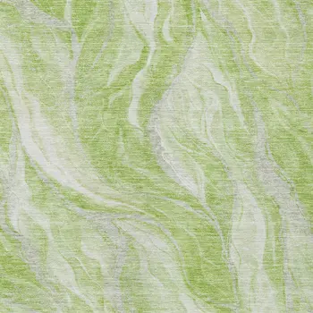 9' X 12' Green And Ivory Abstract Washable Indoor Outdoor Area Rug