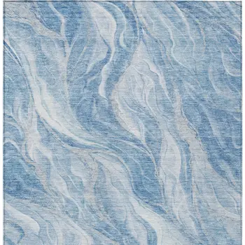 3' X 5' Denim Blue And Sky Blue Abstract Washable Indoor Outdoor Area Rug