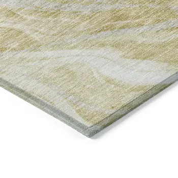8' X 10' Gold Beige And Ivory Abstract Washable Indoor Outdoor Area Rug