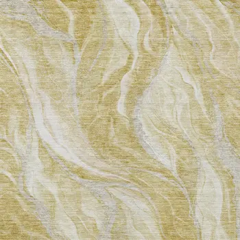 8' X 10' Gold Beige And Ivory Abstract Washable Indoor Outdoor Area Rug