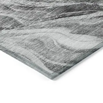 3' X 5' Gray Charcoal And Ivory Abstract Washable Indoor Outdoor Area Rug
