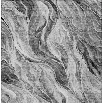 9' X 12' Gray Charcoal And Ivory Abstract Washable Indoor Outdoor Area Rug