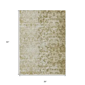 3' X 5' Taupe Beige And Ivory Abstract Washable Indoor Outdoor Area Rug