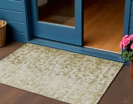 3' X 5' Taupe Beige And Ivory Abstract Washable Indoor Outdoor Area Rug