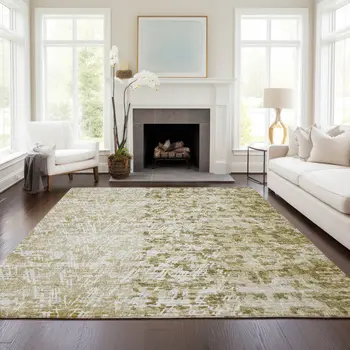 8' X 10' Taupe Beige And Ivory Abstract Washable Indoor Outdoor Area Rug