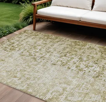 9' X 12' Taupe Beige And Ivory Abstract Washable Indoor Outdoor Area Rug