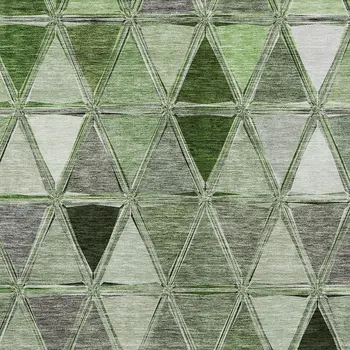 3' X 5' Green And Fern Green Geometric Washable Indoor Outdoor Area Rug
