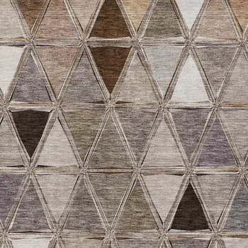 5' X 8' Brown Beige And Khaki Geometric Washable Indoor Outdoor Area Rug
