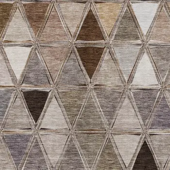 10' X 14' Brown Beige And Khaki Geometric Washable Indoor Outdoor Area Rug