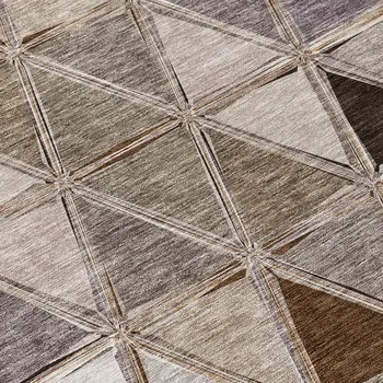 10' X 14' Brown Beige And Khaki Geometric Washable Indoor Outdoor Area Rug