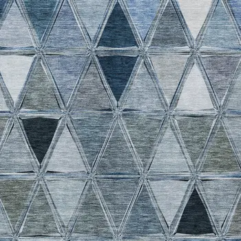 3' X 5' Denim Blue And Sky Blue Geometric Washable Indoor Outdoor Area Rug