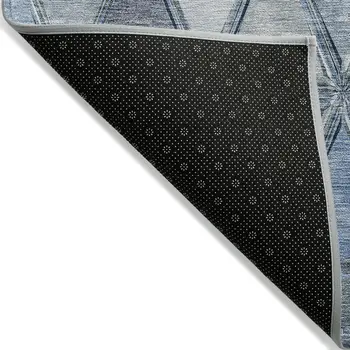8' Denim Blue And Sky Blue Round Geometric Washable Indoor Outdoor Area Rug