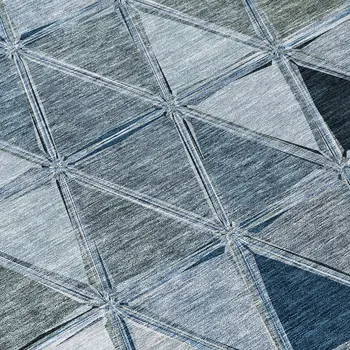 8' X 10' Denim Blue And Sky Blue Geometric Washable Indoor Outdoor Area Rug