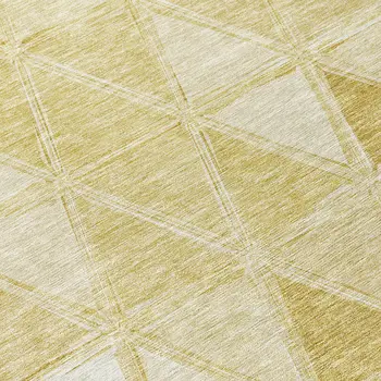 3' X 5' Gold Wheat And Ivory Geometric Washable Indoor Outdoor Area Rug