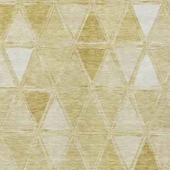 8' X 10' Gold Wheat And Ivory Geometric Washable Indoor Outdoor Area Rug