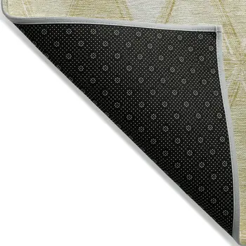 9' X 12' Gold Wheat And Ivory Geometric Washable Indoor Outdoor Area Rug