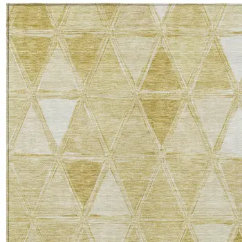 10' X 14' Gold Wheat And Ivory Geometric Washable Indoor Outdoor Area Rug