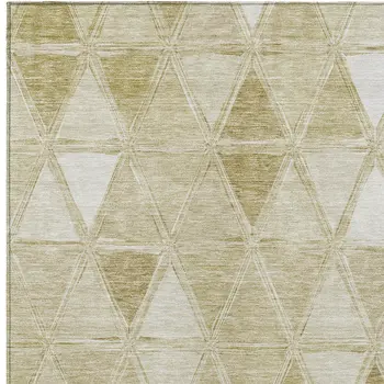 5' X 8' Khaki Beige And Tan Geometric Washable Indoor Outdoor Area Rug