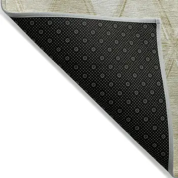 8' Khaki Beige And Tan Round Geometric Washable Indoor Outdoor Area Rug