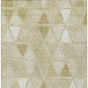 10' X 14' Khaki Beige And Tan Geometric Washable Indoor Outdoor Area Rug