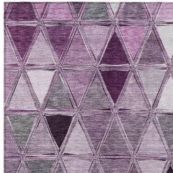 5' X 8' Merlot Purple And Lavender Geometric Washable Indoor Outdoor Area Rug