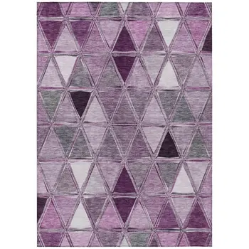 8' X 10' Merlot Purple And Lavender Geometric Washable Indoor Outdoor Area Rug