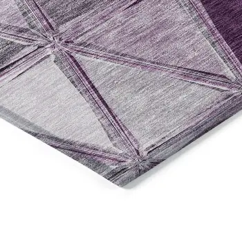 9' X 12' Merlot Purple And Lavender Geometric Washable Indoor Outdoor Area Rug