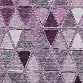 9' X 12' Merlot Purple And Lavender Geometric Washable Indoor Outdoor Area Rug