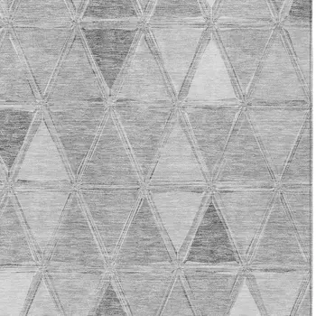 3' X 5' Gray Silver And Ivory Geometric Washable Indoor Outdoor Area Rug