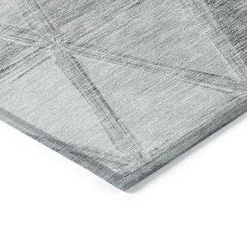 5' X 8' Gray Silver And Ivory Geometric Washable Indoor Outdoor Area Rug