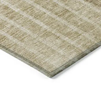 9' X 12' Brown Taupe And Ivory Striped Washable Indoor Outdoor Area Rug