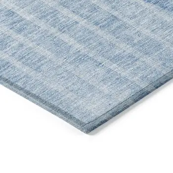 5' X 8' Denim Blue And Sky Blue Striped Washable Indoor Outdoor Area Rug