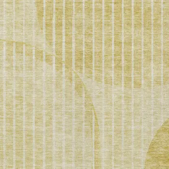 5' X 8' Gold Wheat And Ivory Striped Washable Indoor Outdoor Area Rug