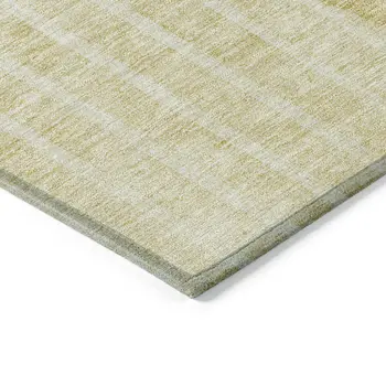 10' X 14' Gold Wheat And Ivory Striped Washable Indoor Outdoor Area Rug