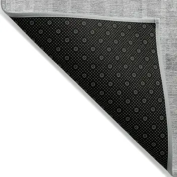 8' X 10' Gray Silver And Ivory Striped Washable Indoor Outdoor Area Rug