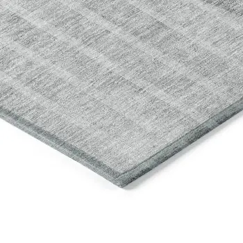 9' X 12' Gray Silver And Ivory Striped Washable Indoor Outdoor Area Rug