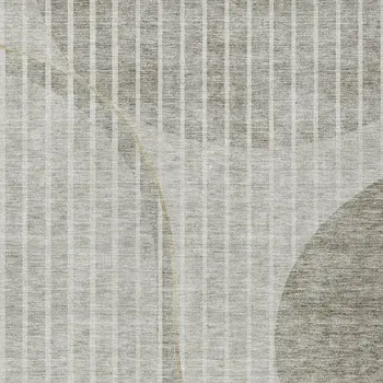 10' X 14' Taupe Beige And Ivory Striped Washable Indoor Outdoor Area Rug