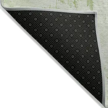 8' Green And Ivory Round Floral Washable Indoor Outdoor Area Rug
