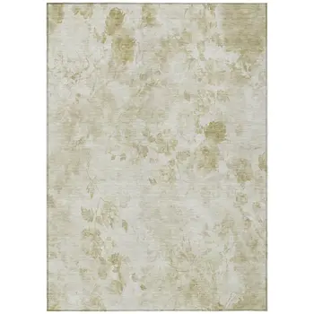 5' X 8' Khaki Beige And Tan Floral Washable Indoor Outdoor Area Rug