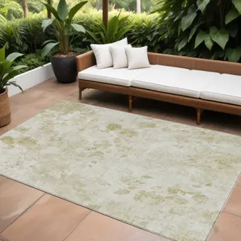 8' X 10' Khaki Beige And Tan Floral Washable Indoor Outdoor Area Rug