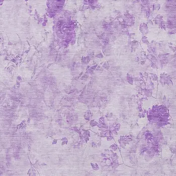 3' X 5' Lavender And Purple Floral Washable Indoor Outdoor Area Rug
